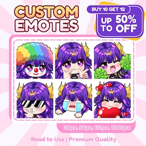 Aangepaste twitch-emoties | Geanimeerde emotes | Aangepaste emotes voor streamer | Schattige chibi-animestijl | Kawai-chibi-emoties | Aangepaste subbadges