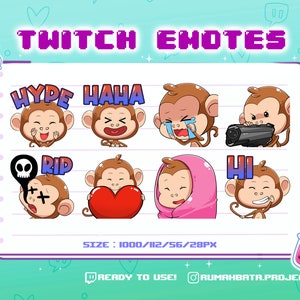 Cute Monkey Emote | Cute Streamer Emoji | Twitch Emotes