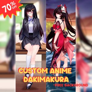 Custom Drawing Anime Art Dakimakura Commission Body Pillow Cover for Waifu, Husbando, OC, SFW, Vtuber, Furry Art, Anime Couple, Fan Art, Etc