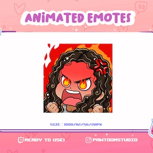 Animated Emote | Girl Emote | Curly Brown Hair  | Grey Eyes | Grey Tanktop | Cute Streamer Emoji | Angry Emote , By The Pawtoon