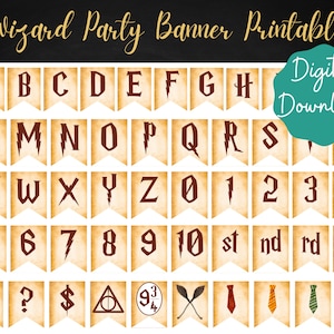 Wizard Party Banner Printable for Birthday, Baby shower or Theme parties, DIY Wizard theme party banner