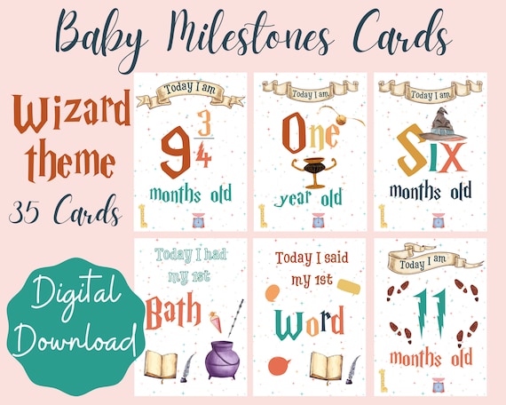 Baby Milestone Cards Wizard Theme, Newborn Picture Props, Baby's First Year Milestones