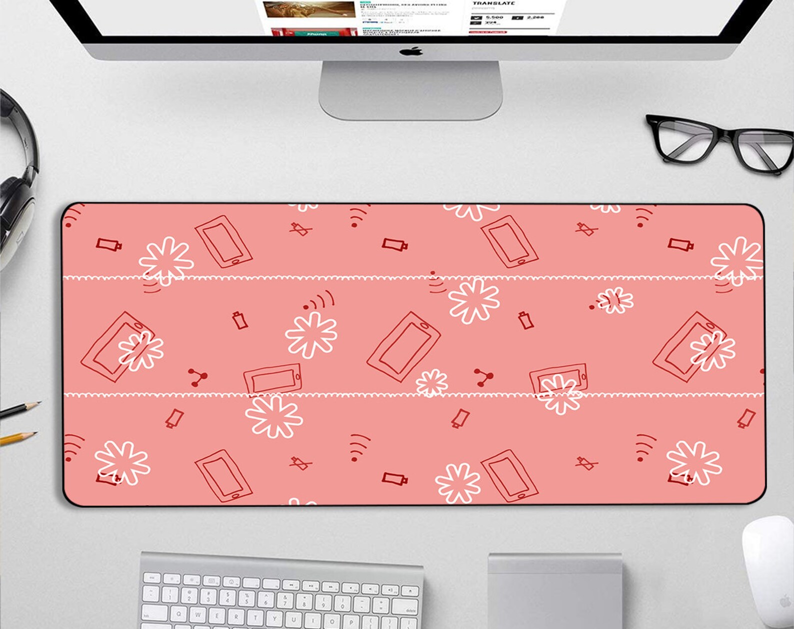 Extra Large DeskPad Flower Desk Mat Flower Desk Pink Mousepad Etsy