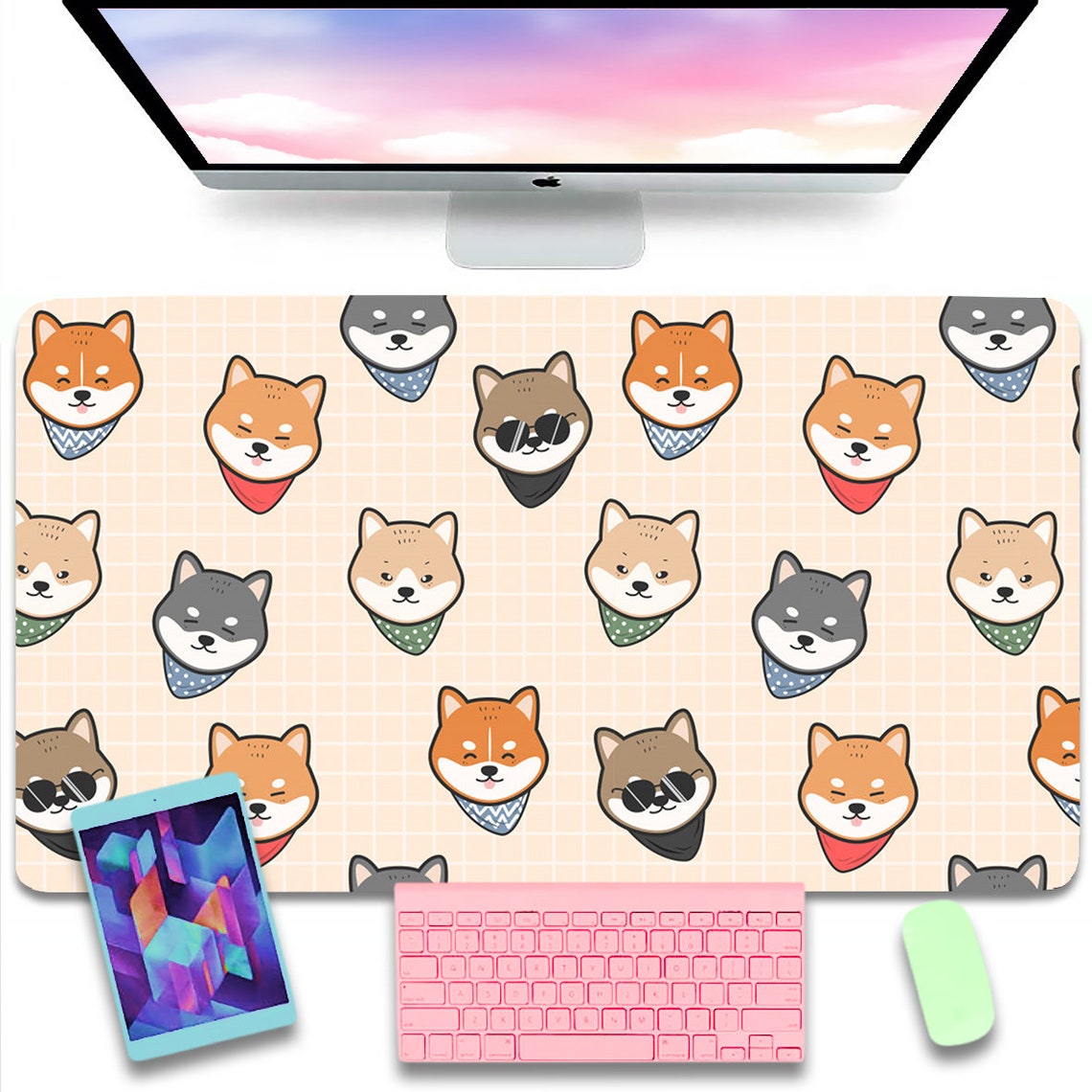 Shiba Inu Desk Pad Shiba Inu Mouse Pad Deskpad Gaming Cute Etsy