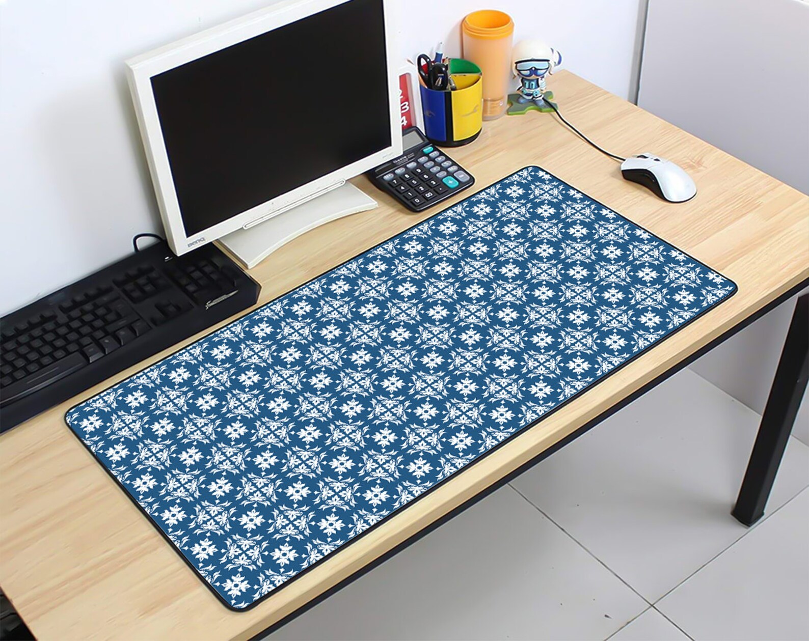 Pattern Desk Pad Blue Mouse pad Repeated Decorative Mouse Etsy