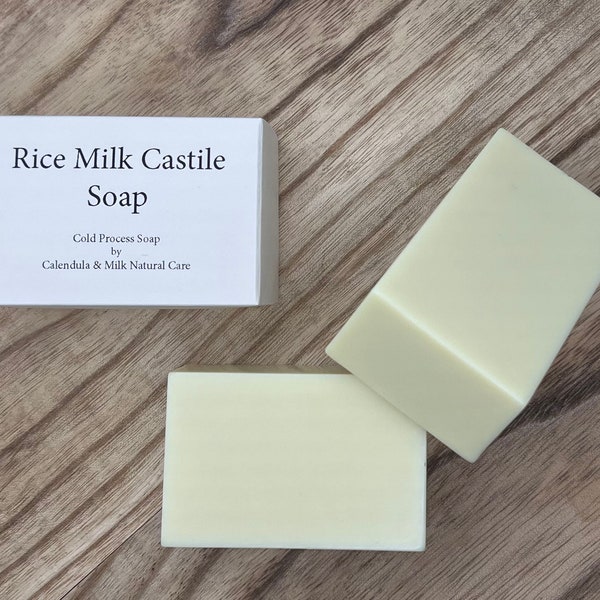 Pure Castile Milk Soap, Unscented Rice Milk Castile Soap, Cold Process Soap, Castile Soap, Handmade Soap, Sensitive Skin Soap, Vegan Soap