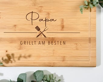Bambusbrett 38x28cm | INDIVIDUELL personalisierbar | für alle Grill- & Kochfans | Geschenkidee | Schneidebrett | Grill | BBQ