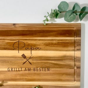 Planche à découper personnalisée en bois d'acacia XL 40 x 26 cm – Cadeau pour les papas et les hommes – Planche à griller – Cadeau pour la fête des pères