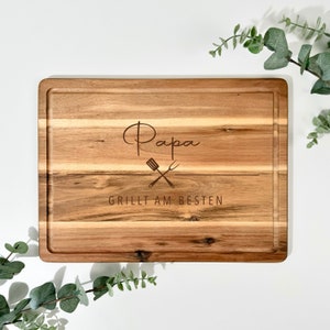 Acacia wood board XL | 38 x 28 cm | INDIVIDUALLY PERSONALIZABLE | for grill & cooking fans | Birthday | Mother's Day | Cutting board | Serving board