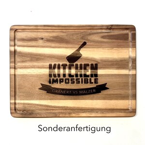 Schneidebrett XL aus Akazienholz INDIVIDUELL PERSONALISIERBAR Das perfekte Geschenk für Grill & Kochfans Vatertag Muttertag Bild 5