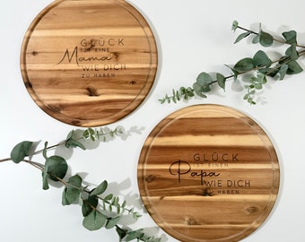 Cutting board round | personalized - The perfect snack board made of acacia wood | Cheese board | Serving board | Father's Day | Mother's Day