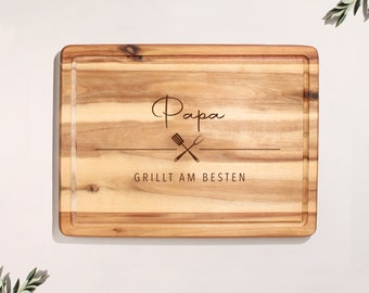 Schneidebrett XL aus Akazienholz | INDIVIDUELL PERSONALISIERBAR | Grafik auf Wunsch | Das perfekte Geschenk für Grill & Kochfans |