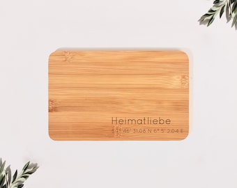 Bamboo board with engraving | Skyline Aachen | Love of home | own engraving