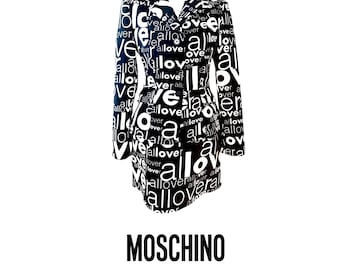 1990s Vintage Moschino Jeans Suit: All Over Inscription, Fran Fine Style