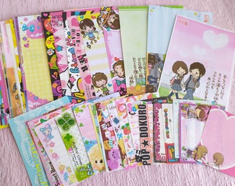 Lots! 150 sheets Japanese retro memo sheets, 2000s, kawaii Japanese stationary, stationary grab bag, kawaii memo sheets, cute stationary,