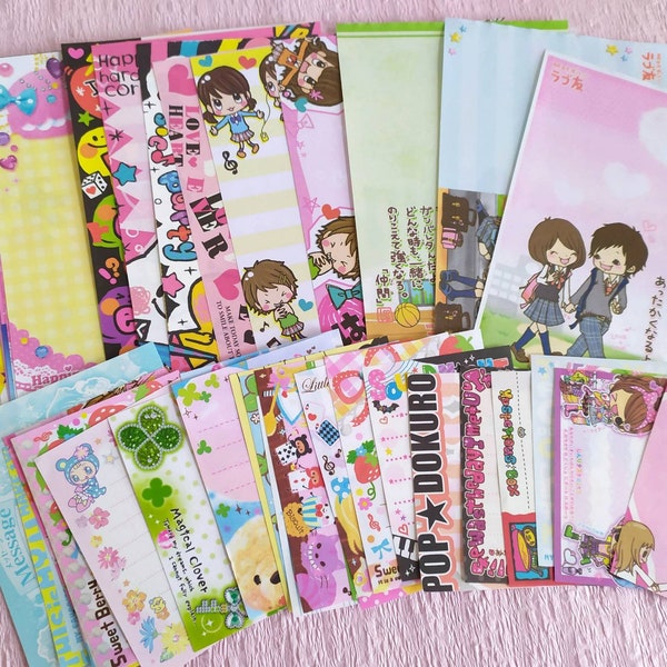 Lots! 150 sheets Japanese retro memo sheets, 2000s, kawaii Japanese stationary, stationary grab bag, kawaii memo sheets, cute stationary,