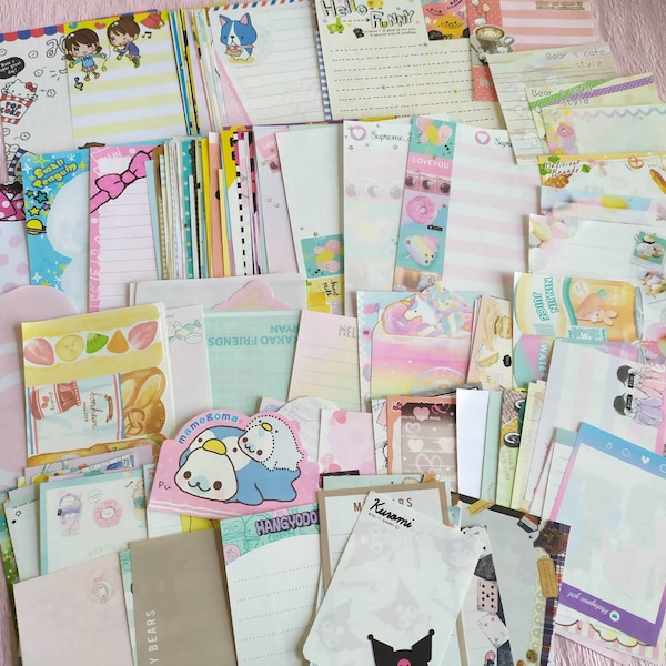 150 pcs memo sheets, kawaii grab bag, gift box, cute memo, kawaii notepads, mystery stationary, from Japan, stationary grab bag