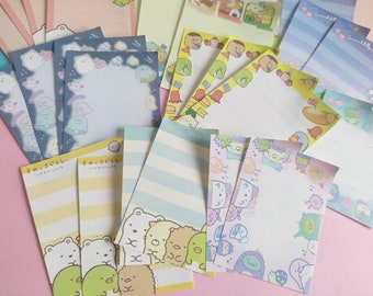 100 mini memo sheets Sumikkogurashi  memo sheets,  kawaii Japanese stationary, stationary grab bag, kawaii memo sheets, cute stationary,