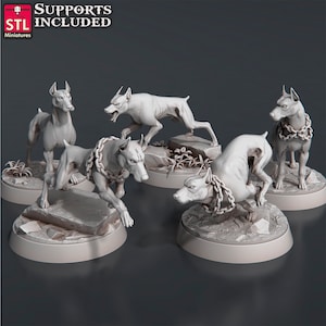 Wild Dogs Set - 32 mm schaalminiaturen met DnD-statistieken