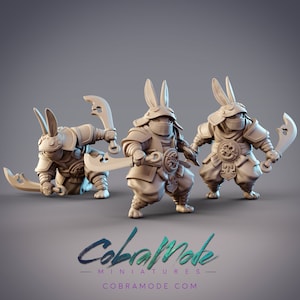 Guanghan Assassins - Rabbitfolk Warrior - 32mm/54mm Scale Miniature - (with DnD 5ed. Stats) - Cobramode Miniatures