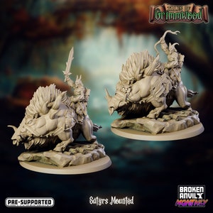 Mounted Satyrs - 32mm Scale - Tales of Grimmwood - Broken Anvil Miniatures