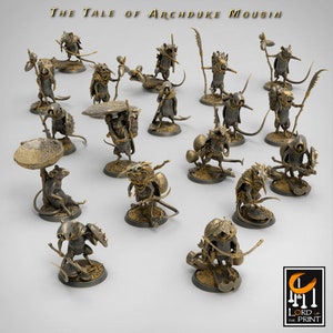 Mousefolk Pack - Medium Size Creature - 32mm Scale Miniature - 25mm base - Lord of the Print - The Tale of Archduke Mousin