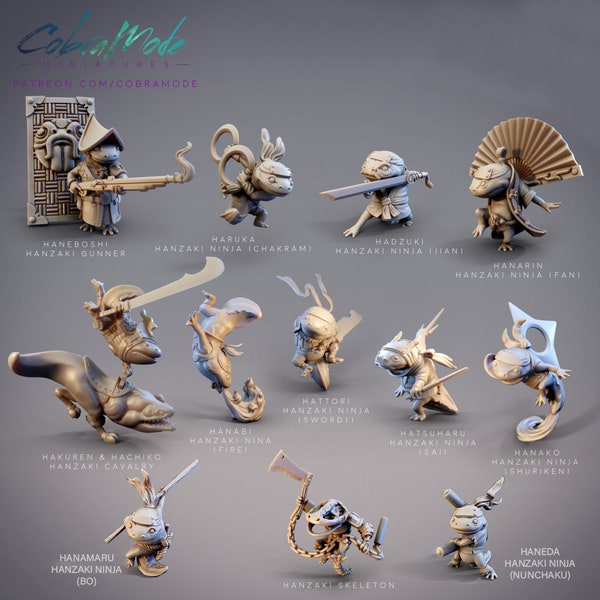 Hanzaki Ninja Salamander - 32mm/54mm Scale Miniatur - (mit DnD 5ed. Stats) - Cobramode Miniatures