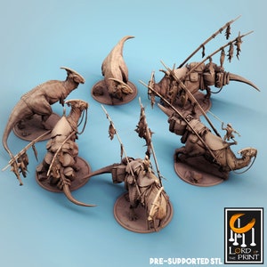 Parasaurolophus x2 Posen x3 Variationen (montiert / nicht montiert / wild) - Gigantische Größe Kreatur - 32mm Scale Miniatur - Lord of the Print
