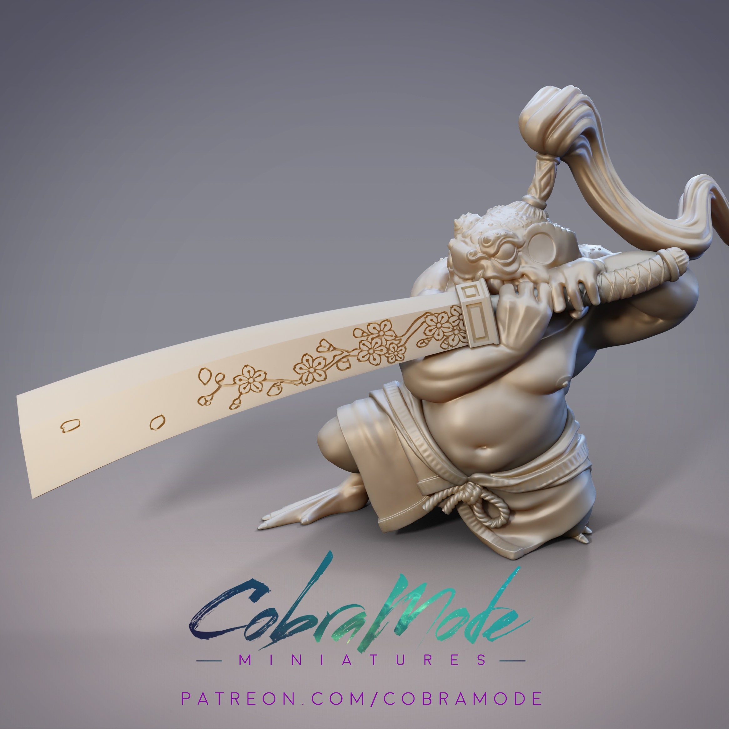 Hikiyori, Hikiga Swordsman (with DnD 5ed. Stats) - Cobramode Miniatures