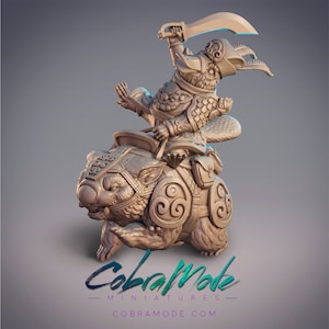 Shenbar, Boondaburra Musari and Wombat Mount - 32mm/54mm Scale Miniature - (with DnD 5ed. Stats) - Cobramode Miniatures