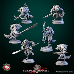 Werewolves Warriors - 32mm Scale Miniature - White Werewolf Tavern