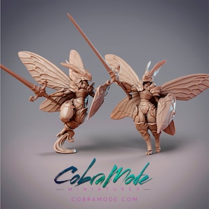 Mothfolk Knight - Neria, Noctuoidea Decertator - 2 Poses - (with DnD 5ed. Stats) - Cobramode Miniatures