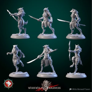 Female Werewolves Warriors - 32mm Scale Miniature - White Werewolf Tavern