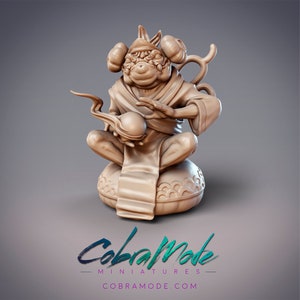 Toad Ogre Mage - Ginchiyo, Hikiga Spirit Binder - 32mm/54mm Scale Miniature - (with DnD 5ed. Stats) - Cobramode Miniatures