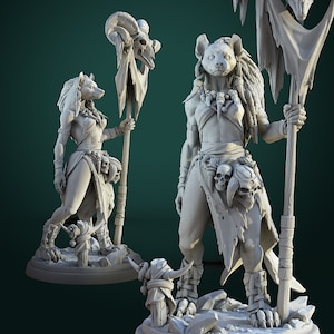 Meirsoa Gnoll Matriarchin - Miniatur 32mm/75mm Maßstab und Büste - White Werewolf Wirtshaus