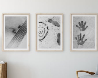 Winter photography Set of Printable Imprints in the snow Abstract Graphic Modern Home decor