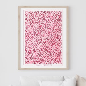 Raspberry Monochromatic art, Printable, Dots, Graphic Wall Art, Trendy Modern Decor for your home image 1