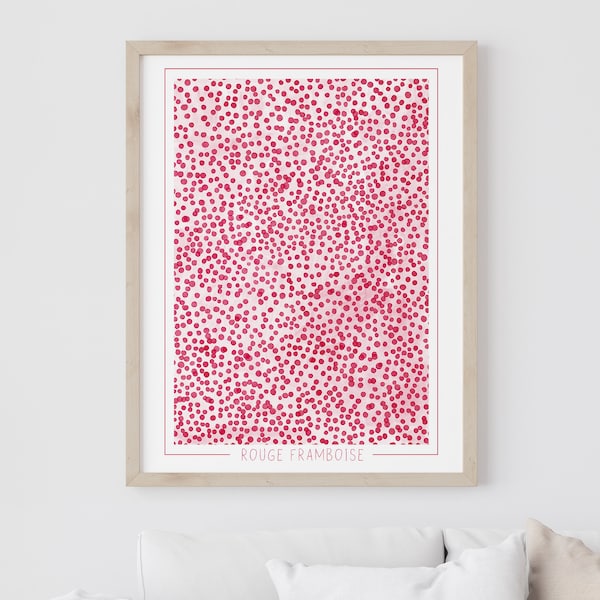 Raspberry Monochromatic art, Printable, Dots, Graphic Wall Art,  Trendy Modern  Decor for your home