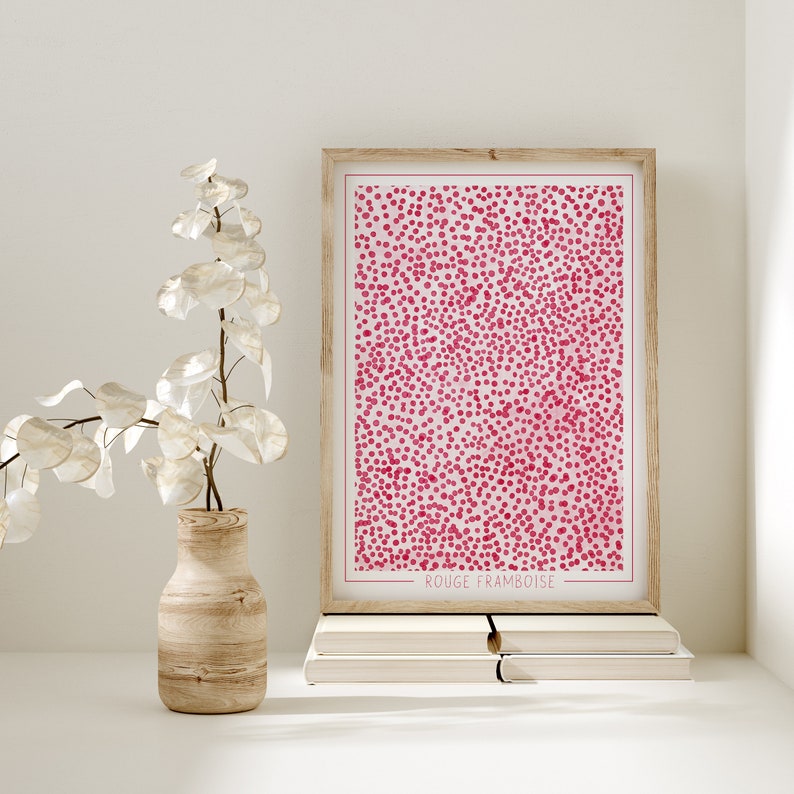 Raspberry Monochromatic art, Printable, Dots, Graphic Wall Art, Trendy Modern Decor for your home image 8