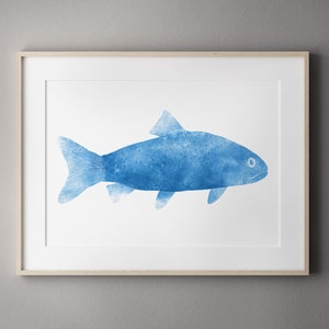 Blue Fish Set of 4 printable artworks Ocean Seascape Wall decor, bathroom beach house, Nursery Kids rooms, image 9
