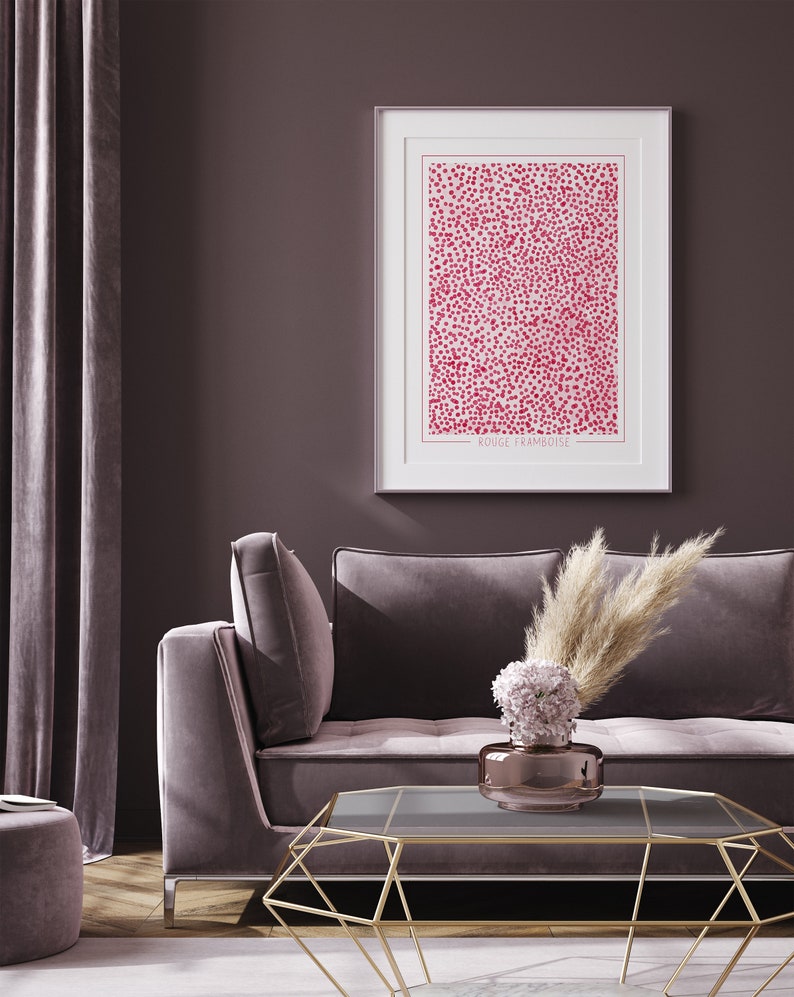 Raspberry Monochromatic art, Printable, Dots, Graphic Wall Art, Trendy Modern Decor for your home image 6