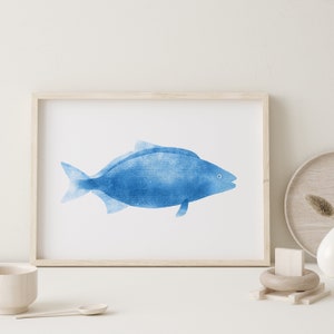 Blue Fish Set of 4 printable artworks Ocean Seascape Wall decor, bathroom beach house, Nursery Kids rooms, image 7