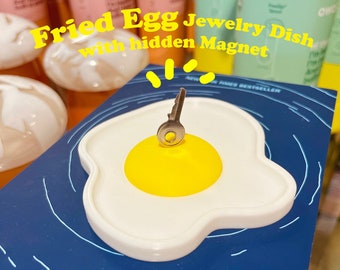 Fried Egg Magnetic Ring Dish| Vanity Organizer| Creative Dish| Jewelry Ring/Bracelets Organizer| Accessories Holder|Vanity Gift|Holiday Gift