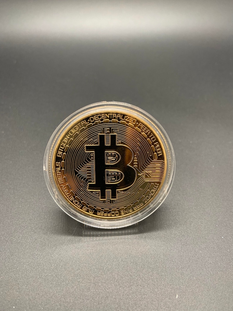 Gold BITCOIN/ETHEREUM/DOGECOIN Collector Coin With Acrylic Display Case ...