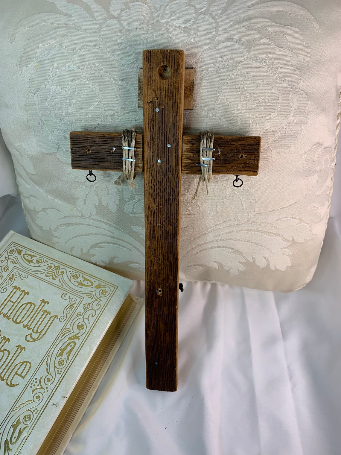 You want this Handmade Christian wall cross. Made from 120yo Etsy