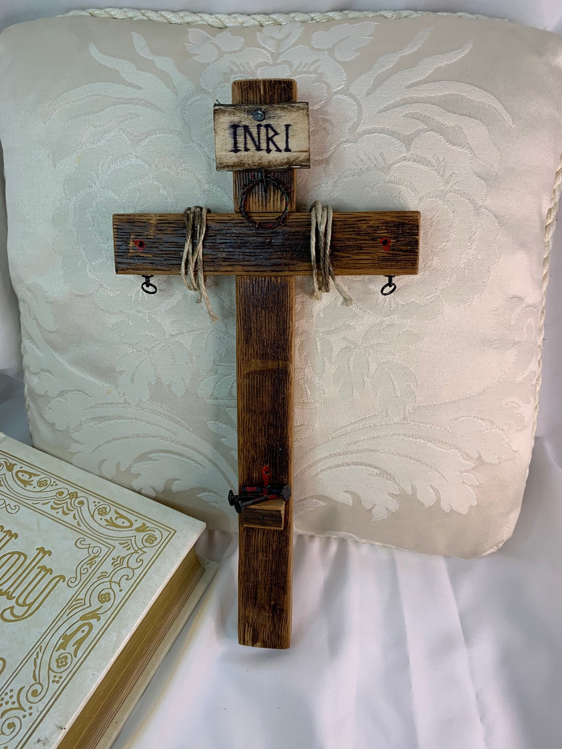 You want this Handmade Christian wall cross. Made from 120yo Etsy