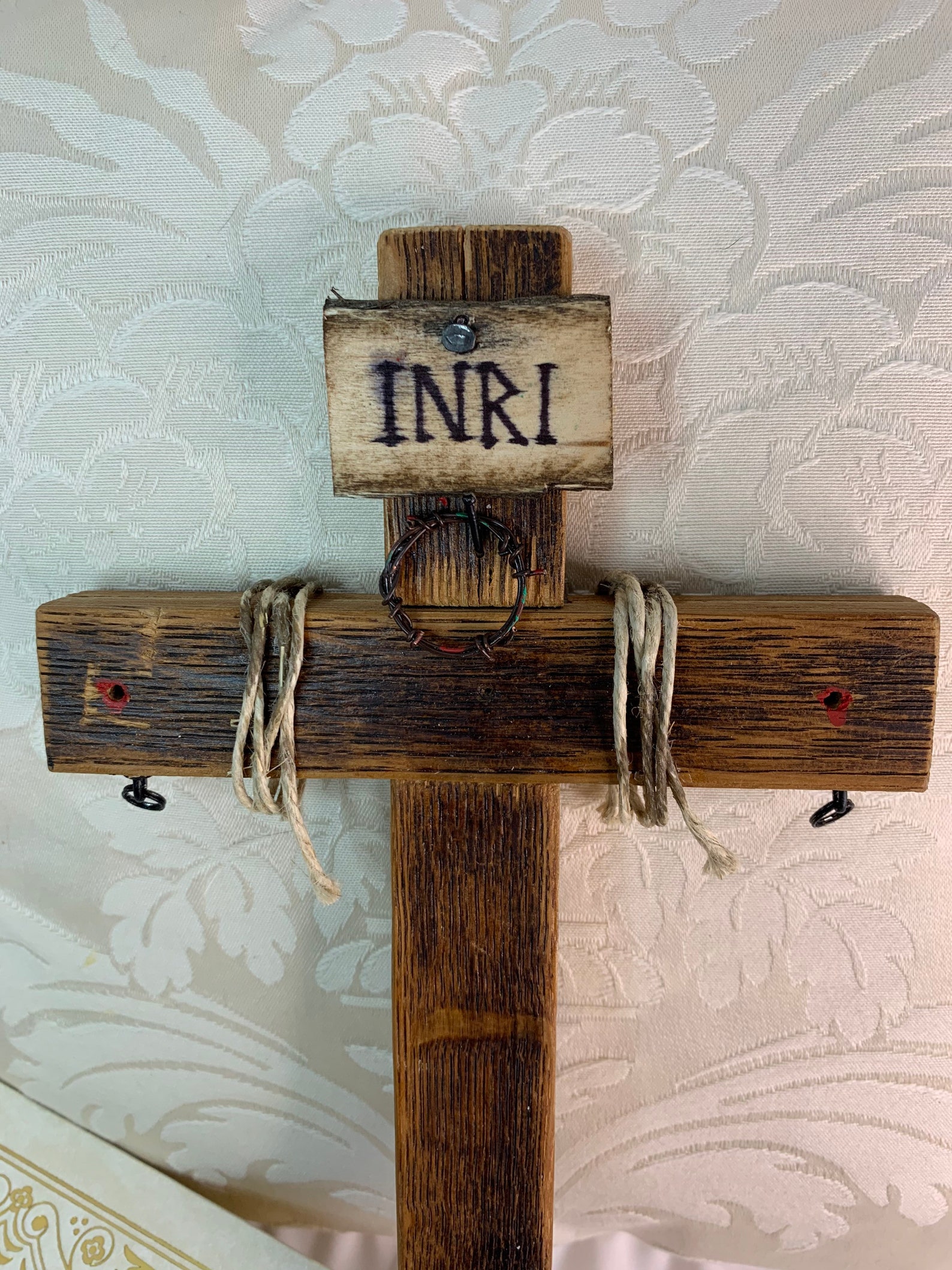 You want this Handmade Christian wall cross. Made from 120yo Etsy
