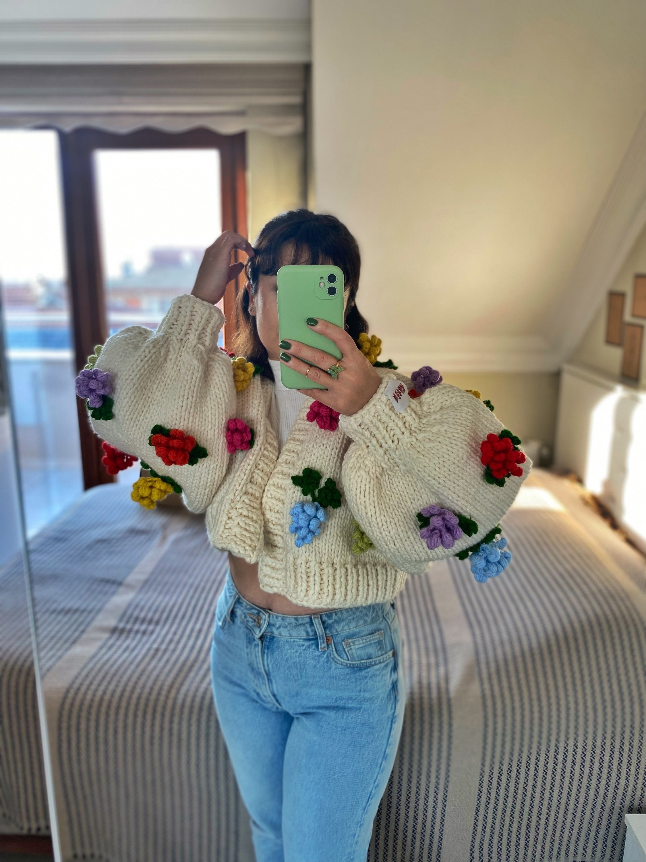 Leilayca, Grape Cardigan ,grape Crochet , 3d Fluffy Cardigan