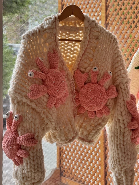 Leilayca Oversize Crab Cardigan – Chunky Merino Wool Knit Sweater