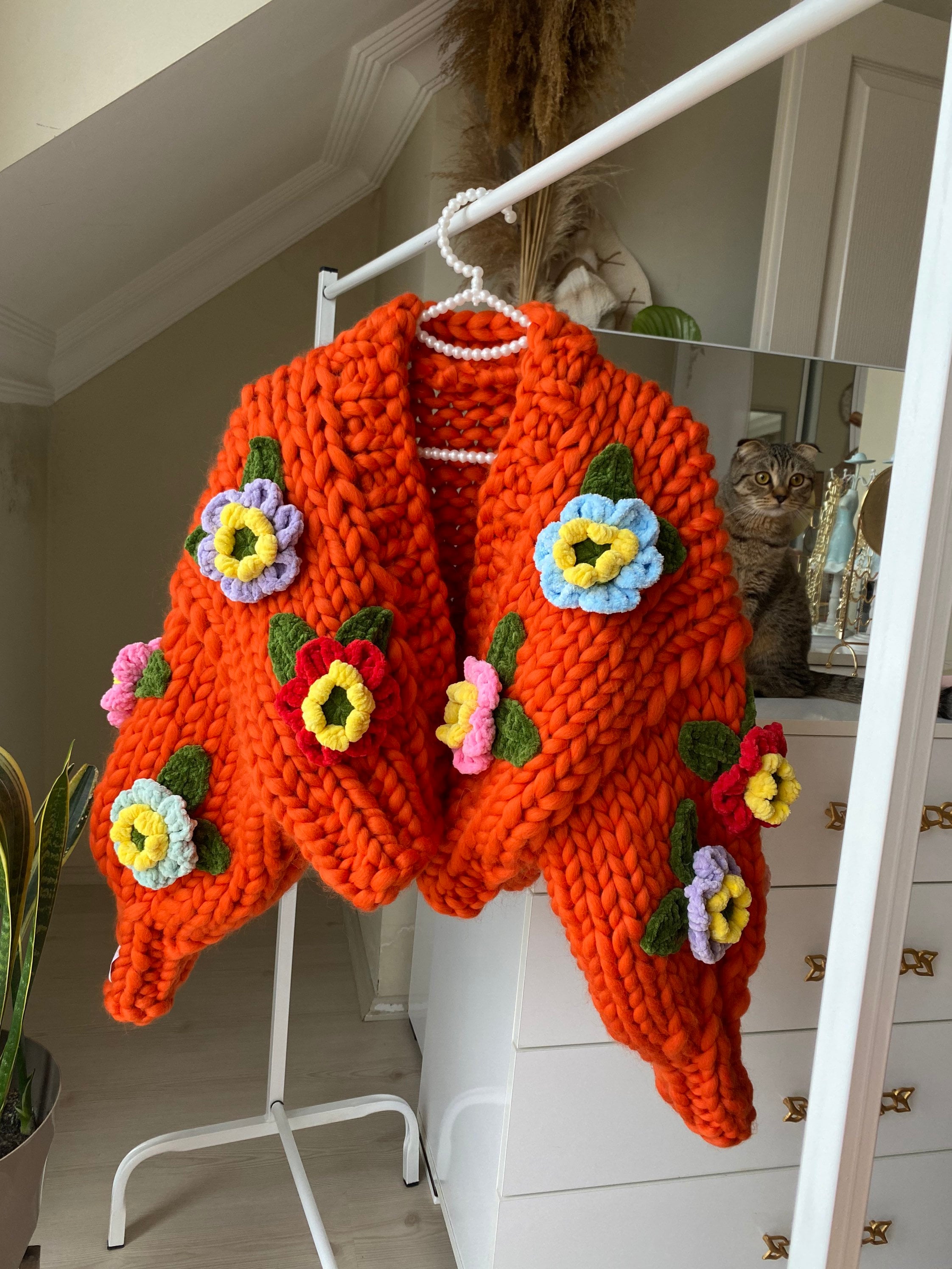 Leilayca,orange Blossom , Chunky Knit Cardigan, Fluffy Cardigan, 3d Fluffy Knit Jacket ,unique, Multicolored Floral Sweater for Woman , Gift - Etsy Leilayca,orange Blossom , Chunky Knit Cardigan, Fluffy Cardigan, 3d Fluffy Knit Jacket ,unique, Multicolored Floral Sweater for Woman , Gift - Etsy